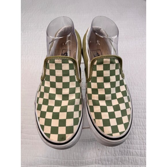 VANS Slip On Unisex Skate Sneaker Green/White Checkerboard Woman 8/Men 6.5 - Picture 1 of 10